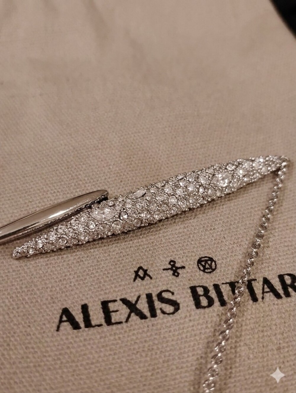 Alexis Bittar Silver Crystal Bar Pendant Necklace 💎✨ - Picture 2 of 5